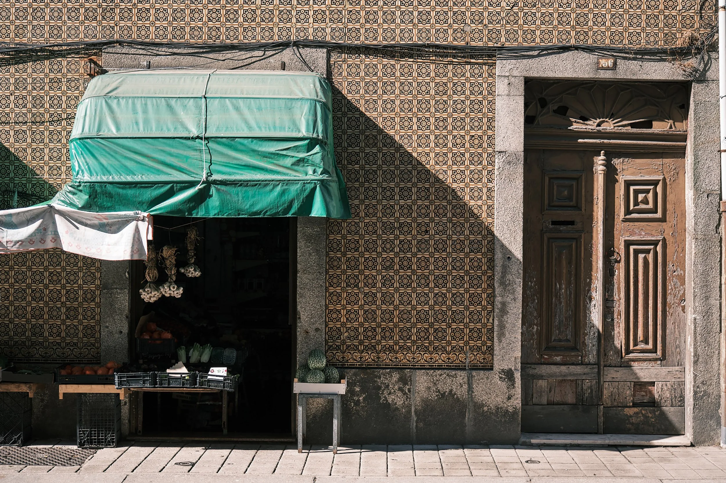Fruit Shop with Green Awning Porto Portugal by Garth Oriander Photographer