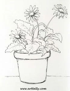 Line Drawing Stage of Plants in Pots No 1 arttally