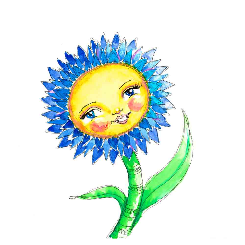 Flower Face No 2 Blue Daisy