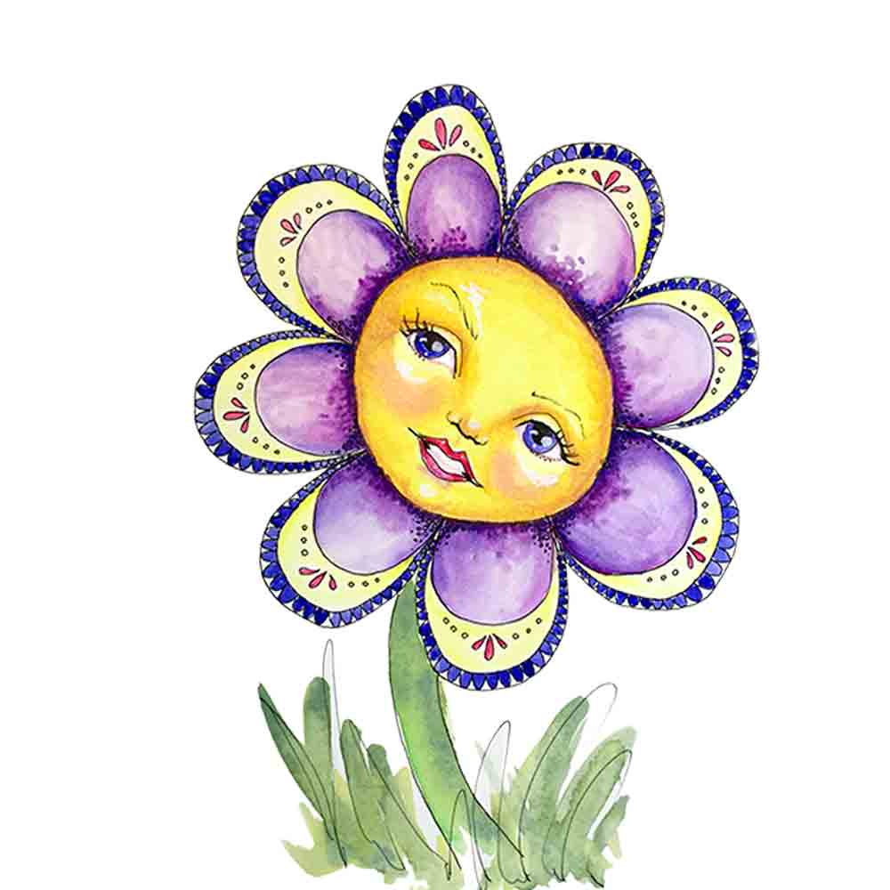 Flower Face No 8 Purple Daisy