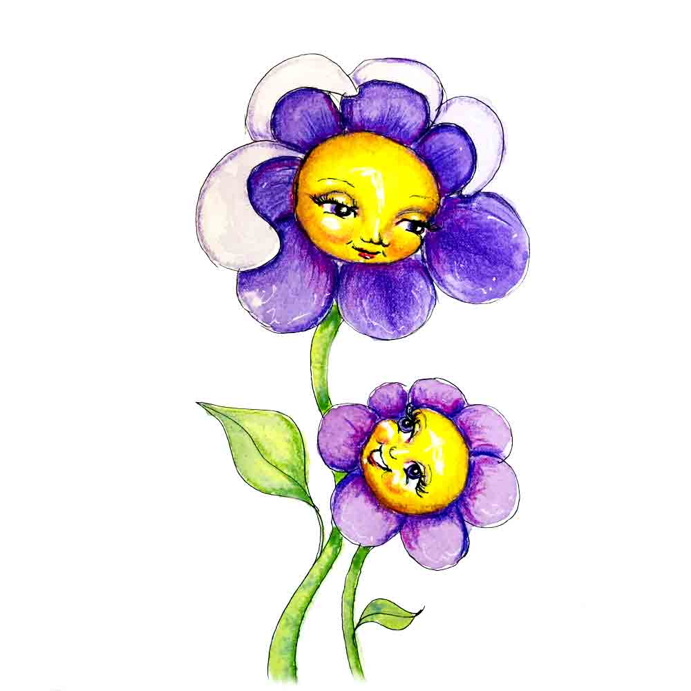 Flower Face No 14 Purple Pair