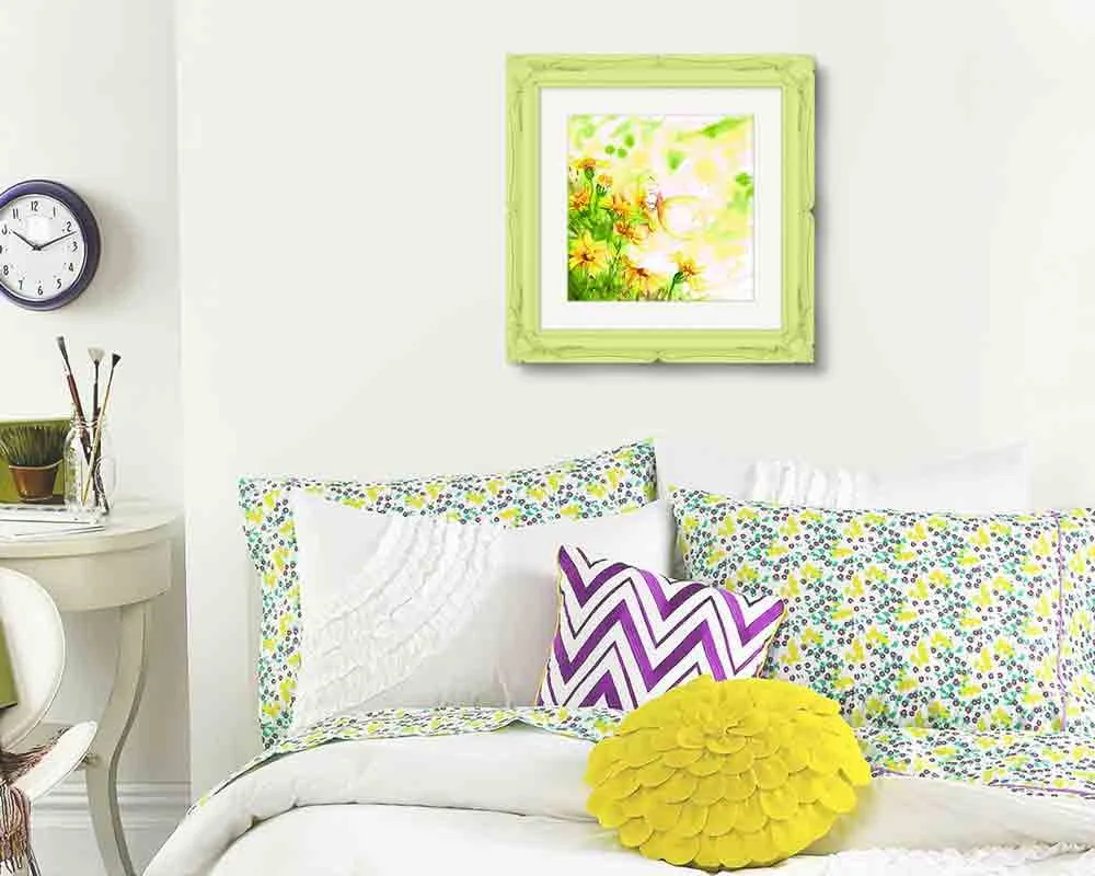 Bugs-Blooms-no-10-yellow-daisies-butterfly-framed-in-bedroom-kw.jpg