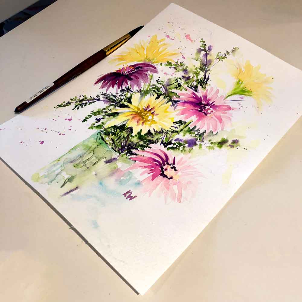 Spring is Here (Fresh Flowers 1) Watercolour — Kerrie Woodhouse