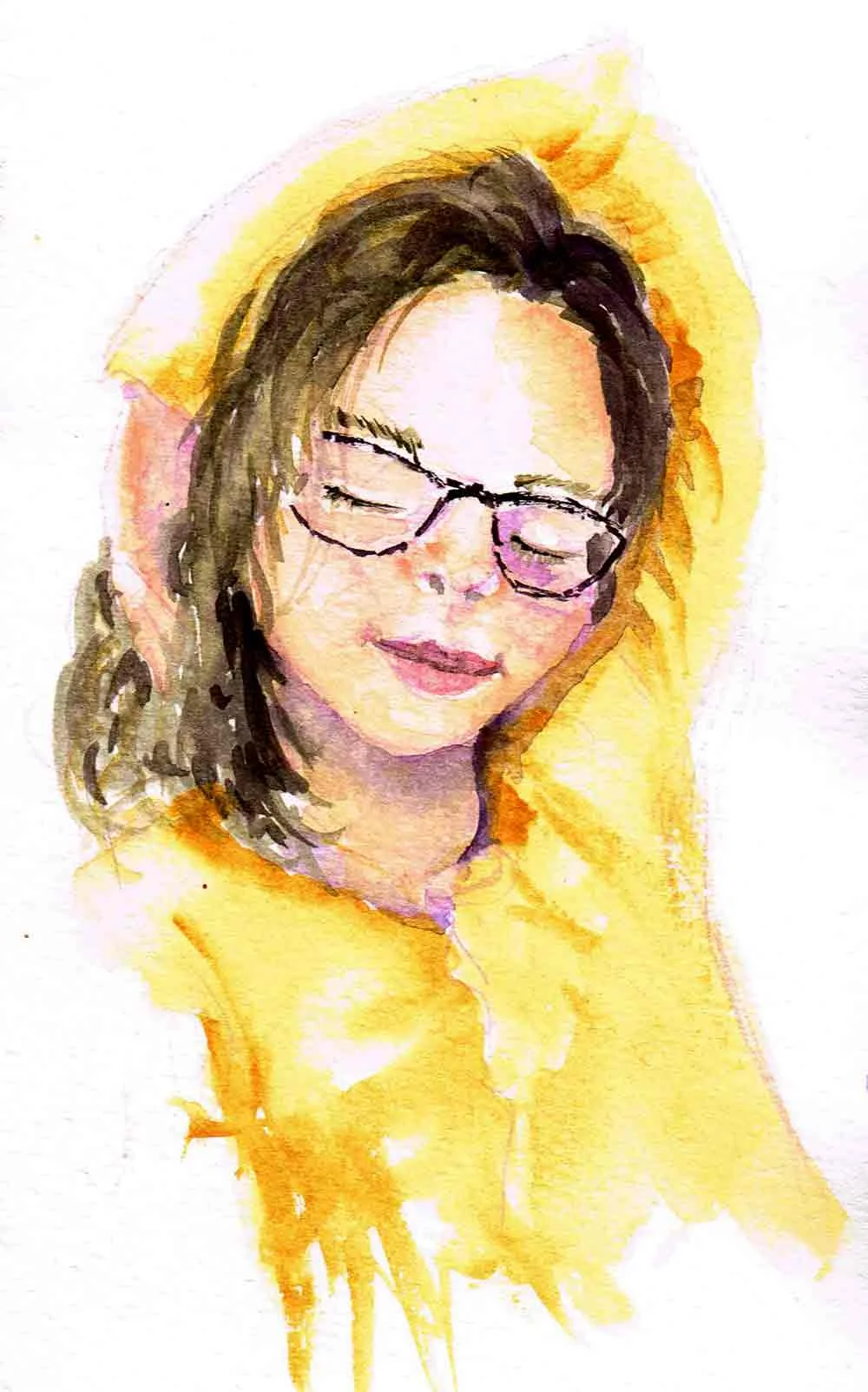 Watercolour portraits no 3 - Thoughtful Rest (Watercolour sketchbook 5"x 8")