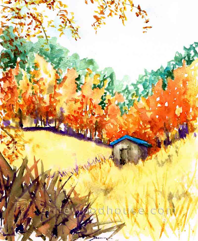 Autumn Watercolour Paintings (and a cute surprise)
