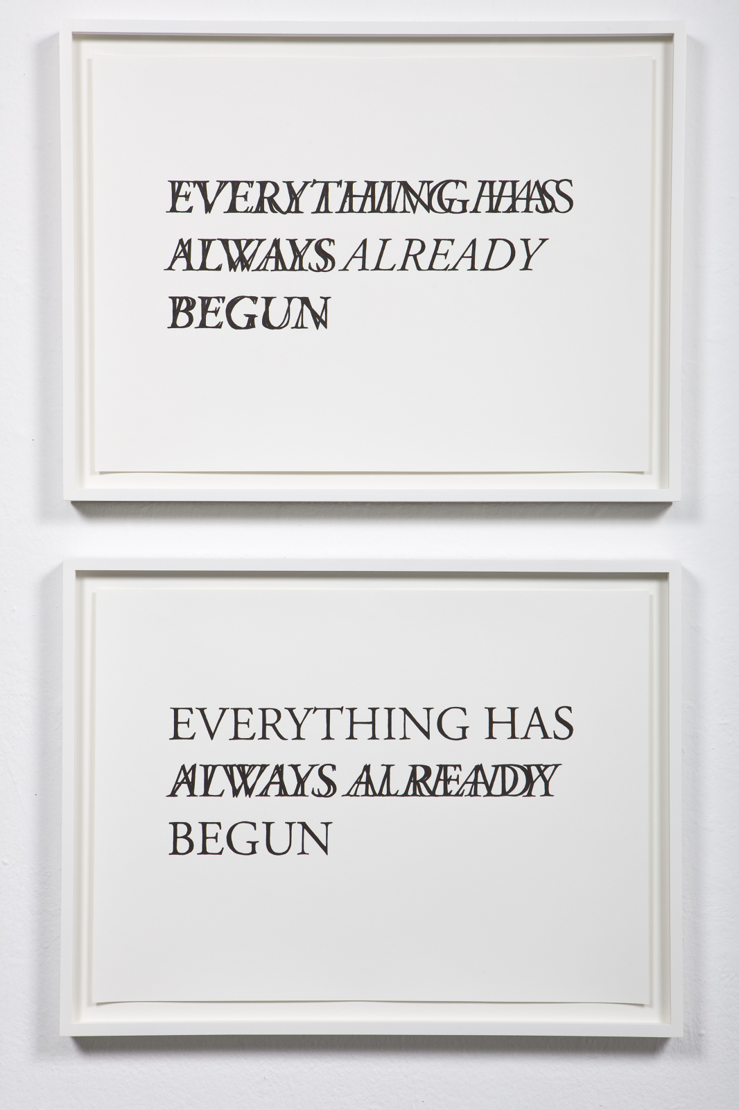   Everything Has Always Already Begun , 2009 Both: Hand drawn ink on paper  23 x 17 inches 