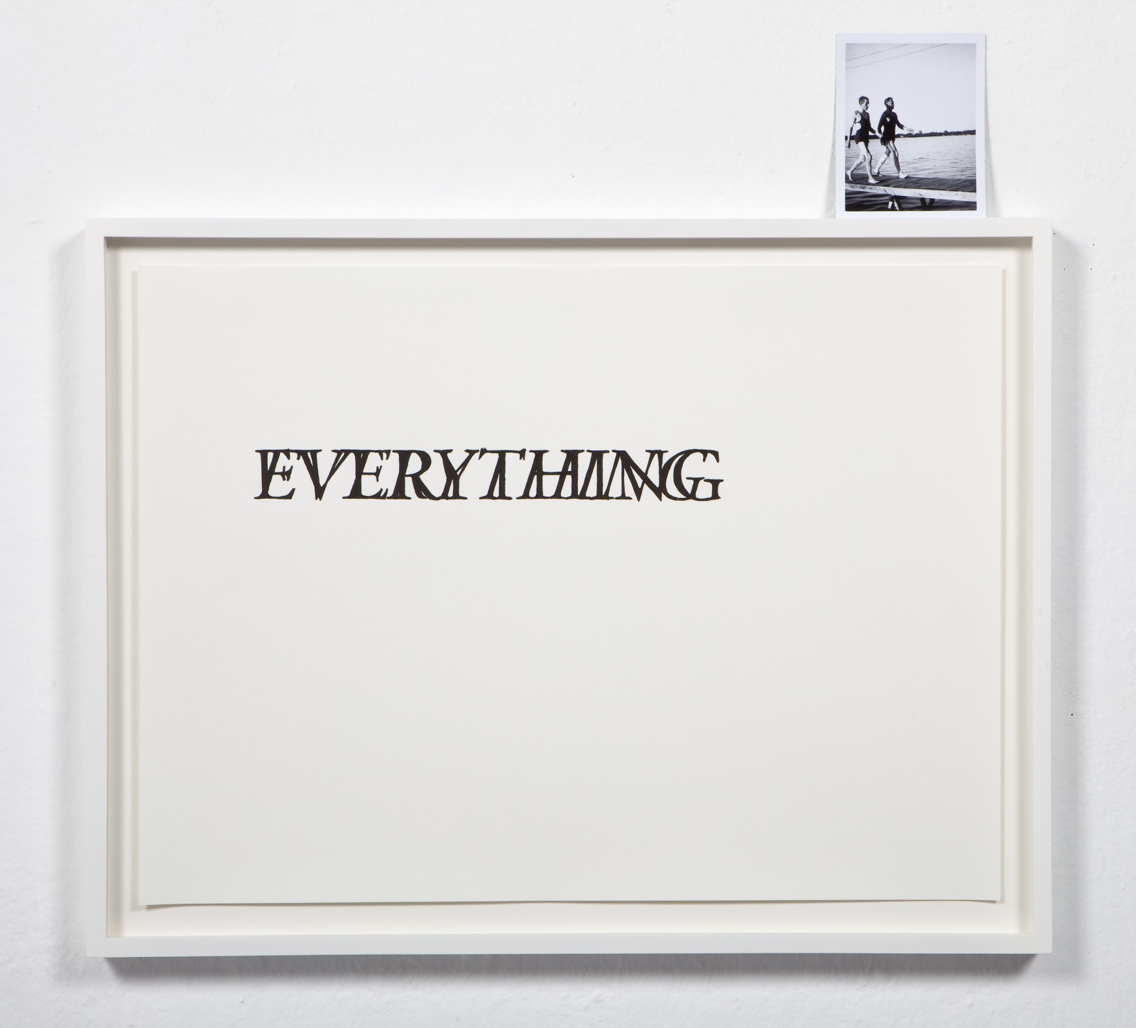   Everything Has Always Already Begun , 2009 Hand drawn ink on paper with 4 x 5 inch black and white instant film 23 x 17 inches 