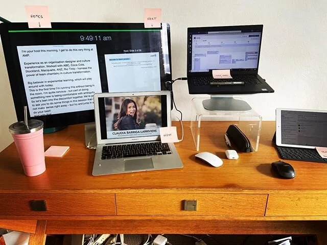 Facilitating a #workplaceculture workshop to 6 screens in a room by yourself is quite a trip. At least I got to wear heels and shoulder pads! #werkceeby #culturechange #lifeatAMP #AMPeverywhere #daintyboss2020 #creativeconfidence