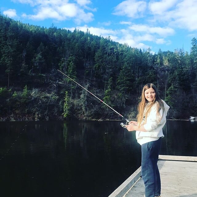 Early morning trout fishing before Zoom school. 🎣 #worldschooling #backtonature #huntergatherer #okanagan