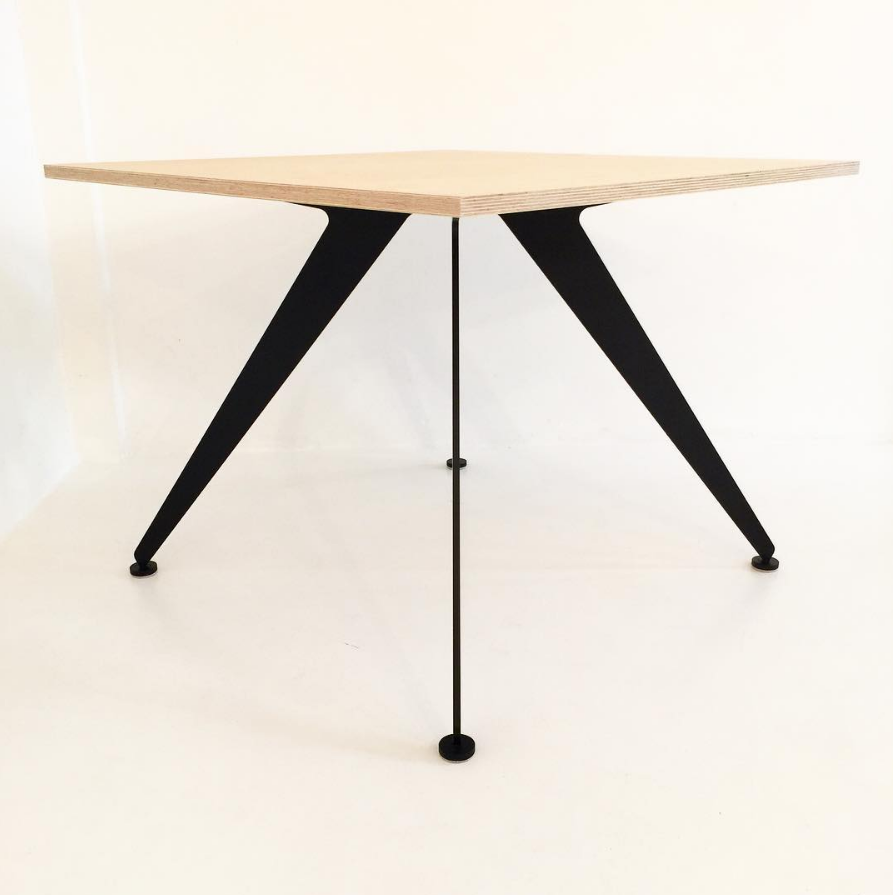 Stealth Plywood Dining Table - 4 seater, plywood top with powder-coat 'flat black' legs