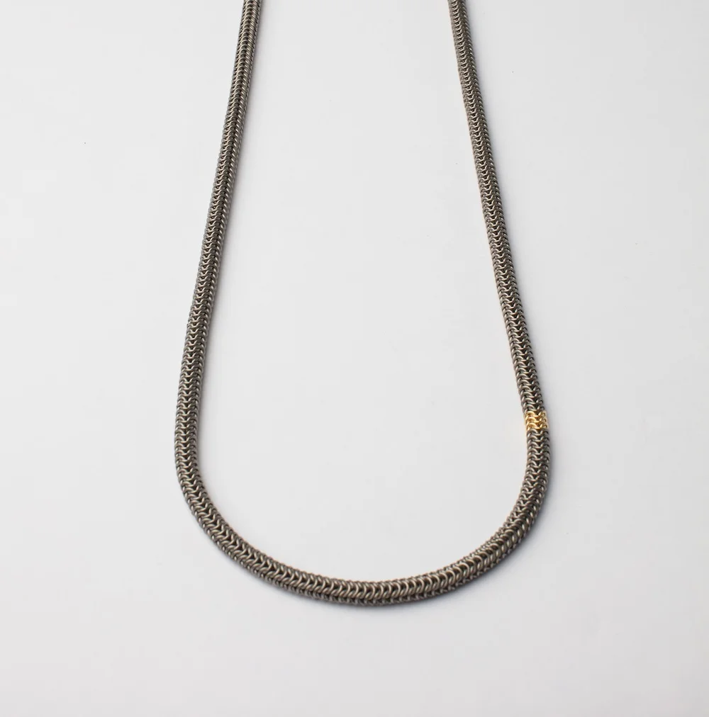 Titamium and 18ct Gold tube Necklace