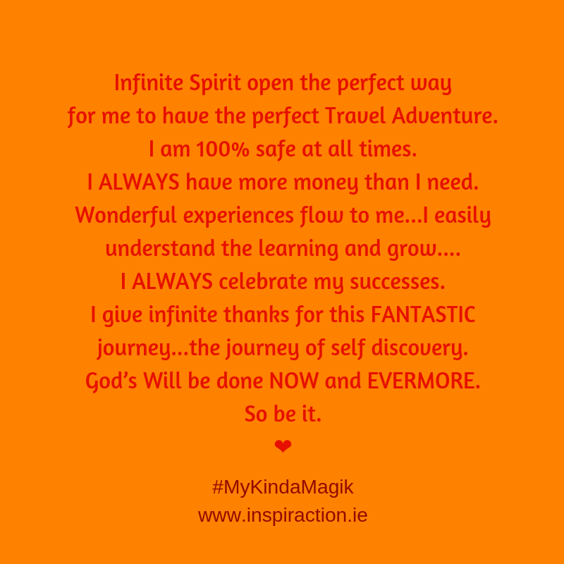 Infinite Spirit open the perfect way for me to have the perfect Travel Adventure.