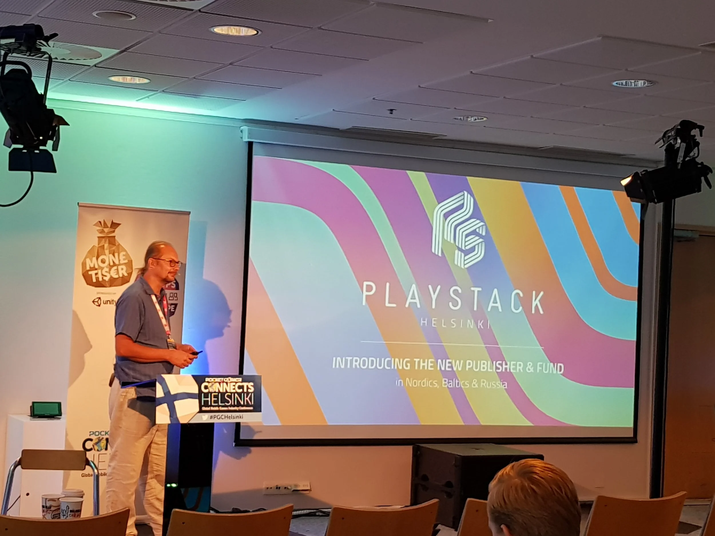 Juha Huhtakallio presents at Pocket Gamer Connects Helsinki 2018