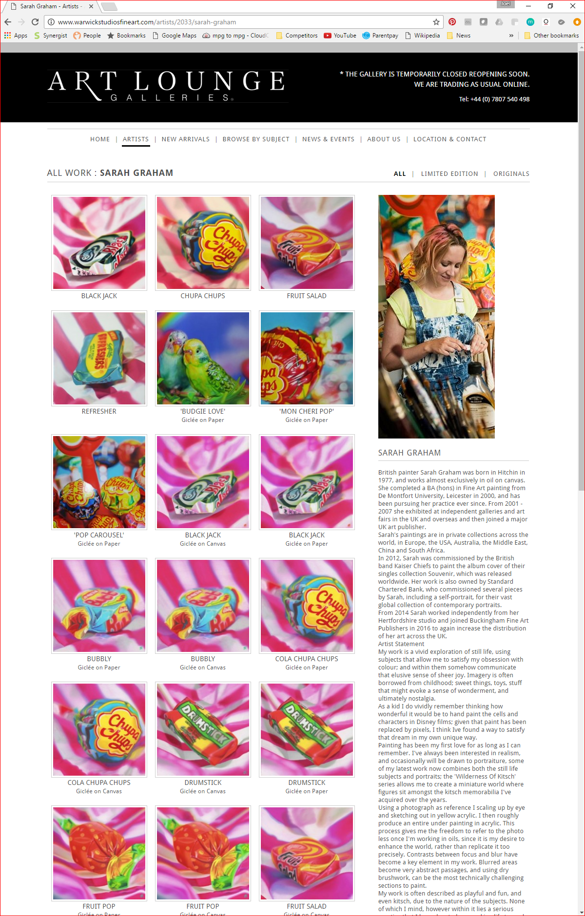 Art Lounge Galleries website