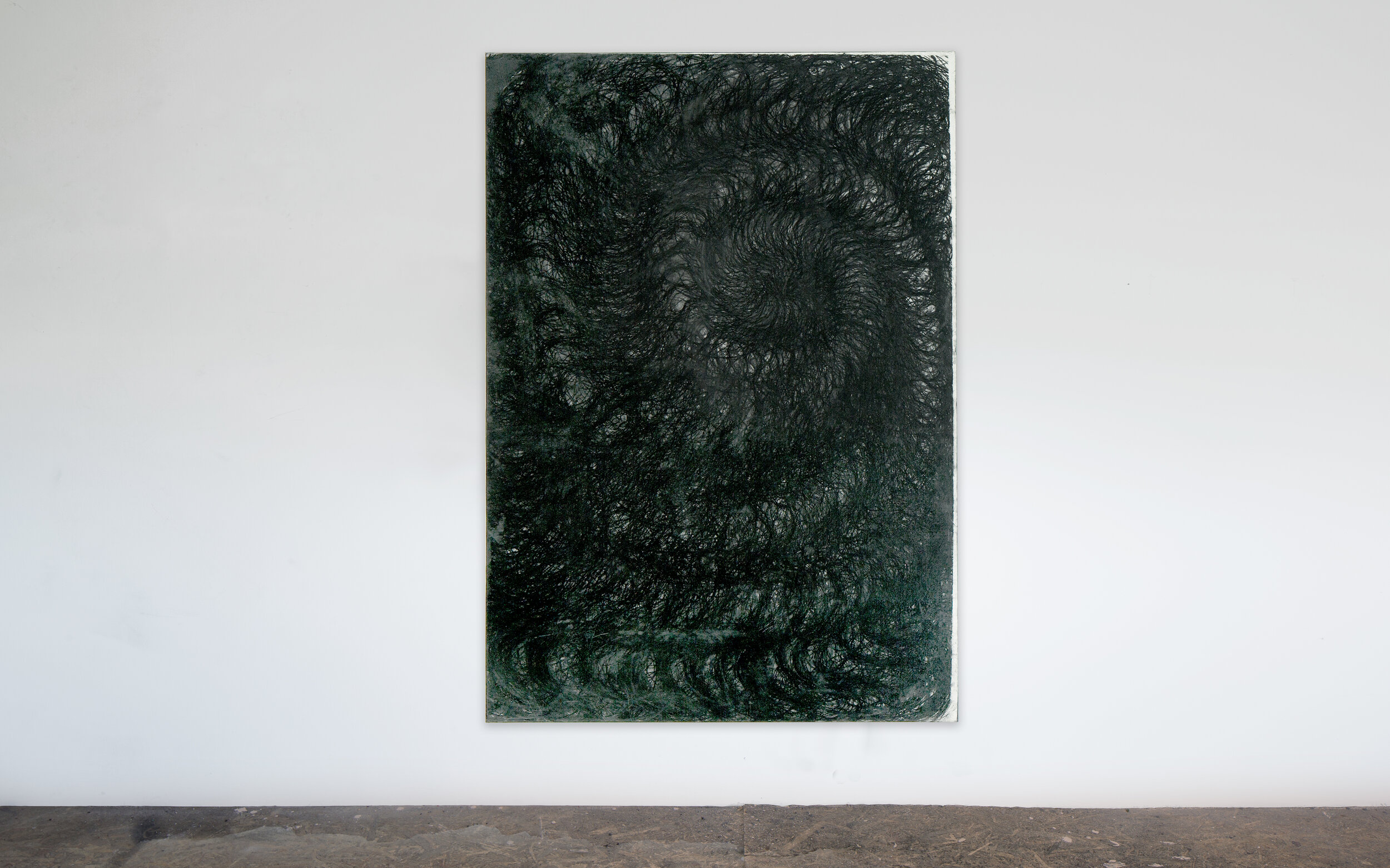  VORTEX, 2019, 195 x 137 x 4 cm, Charcoal drawing on paper mounted on canvas 