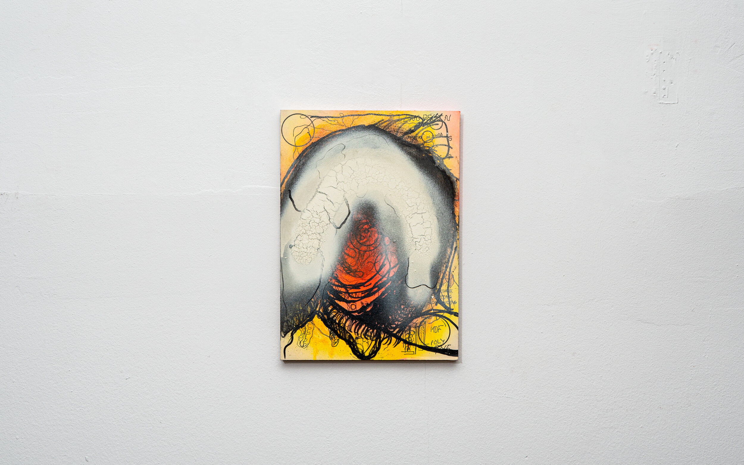  CORE, 30 x 42 x 2 cm, 2020,   oil paint, spray pain and ink on canvas mounted on wood panel 