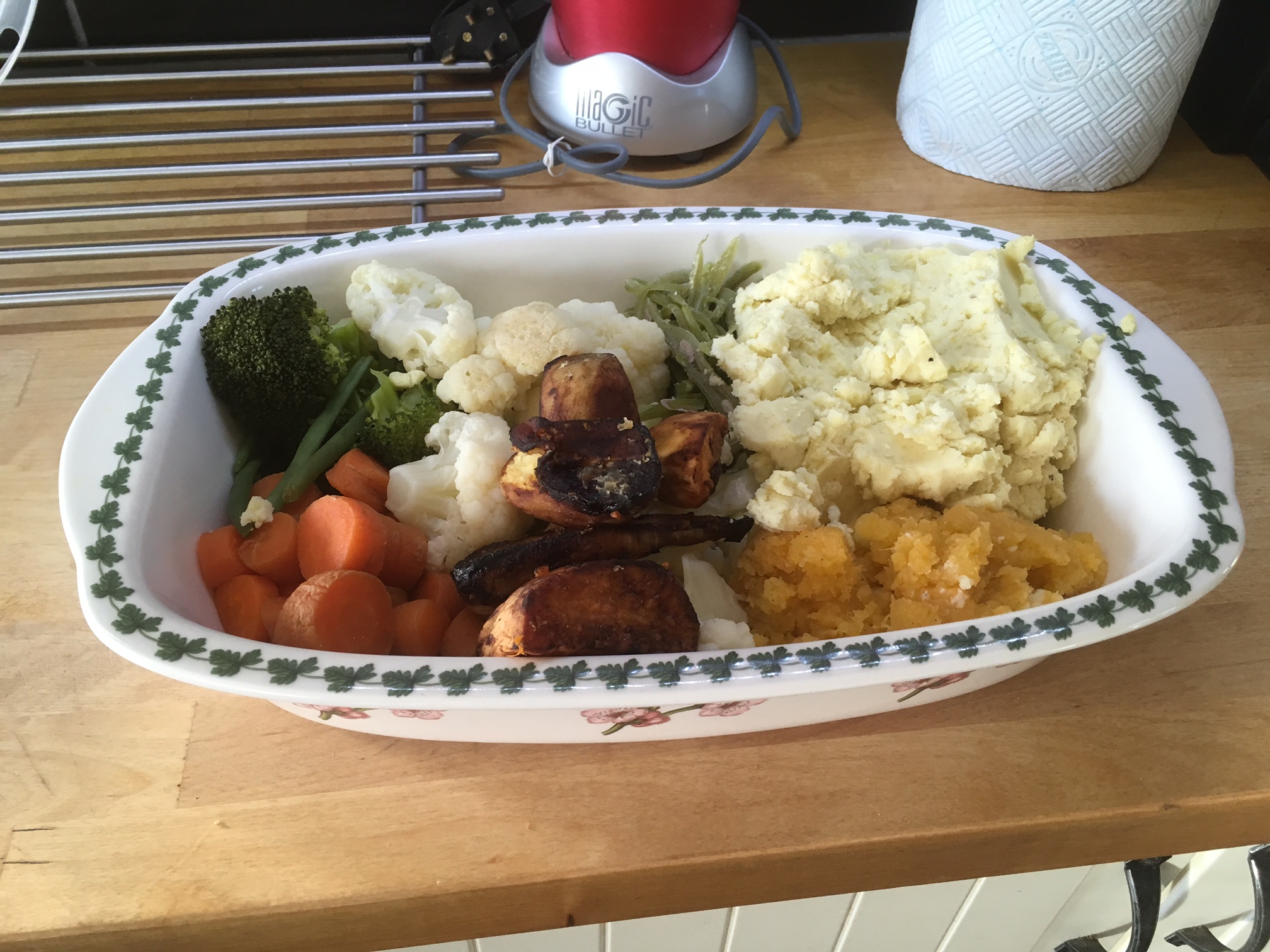 Figure 1: As you work your way through the Luke R. Davies plan you will become very accustomed to cooking vegetables, hopefully you enjoy (or can learn to) roast dinner type meals! Always cook as much as you possibly can. Leftovers are kept in a large tray in fridge (as shown) for work the next day or for easily reheated snack meals. This is an essential time saving habit. The quicker you get on board this routine of bulk prepping the quicker you can streamline your healthy eating around your busy life.