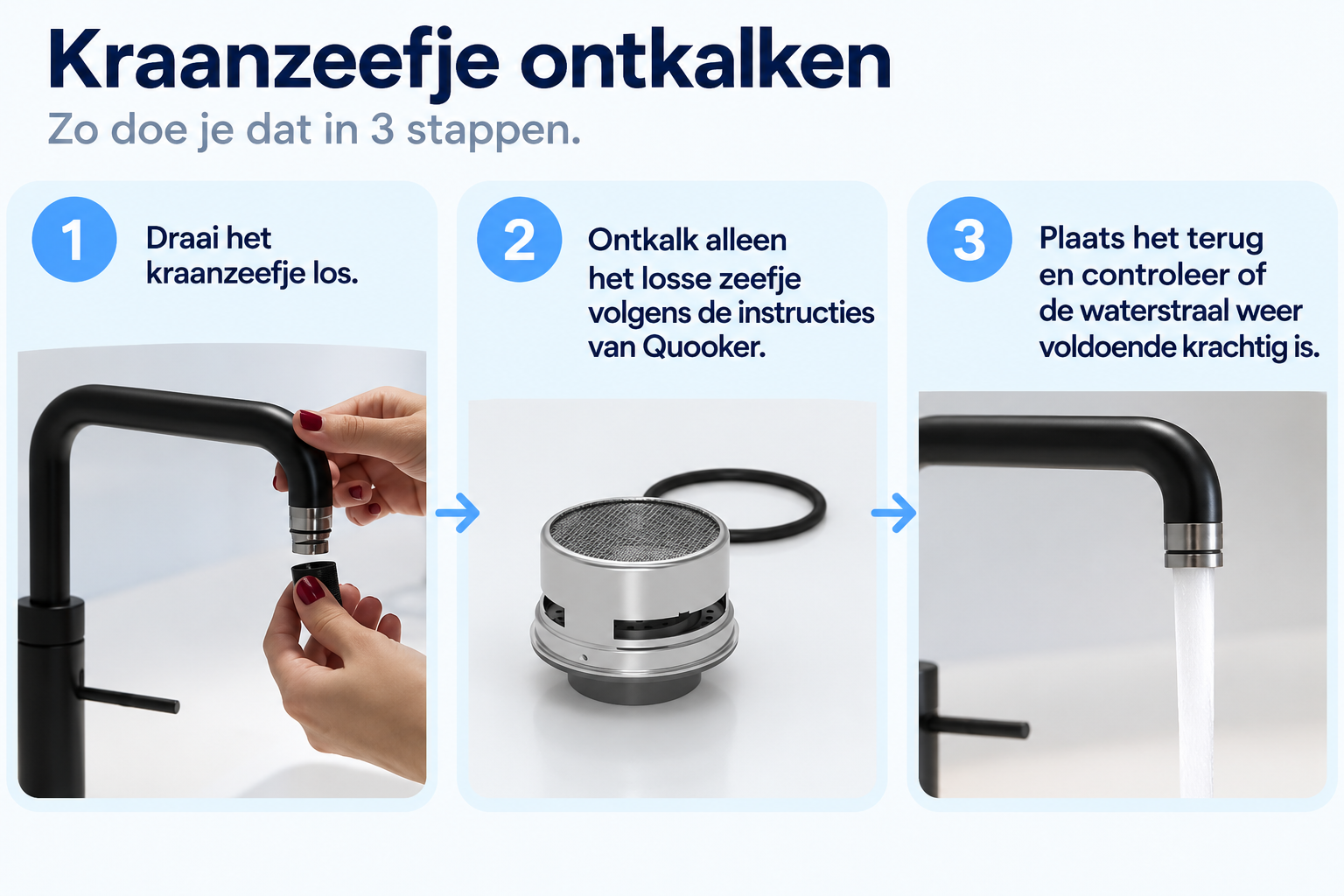 Kraanzeefje van een Quooker ontkalken
