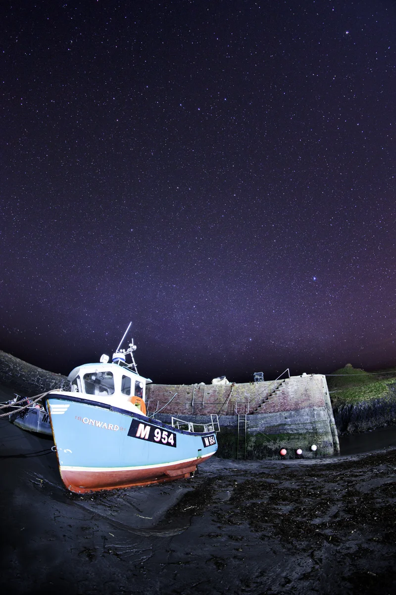 Boat under the stars, Porthgain, Pembrokeshire