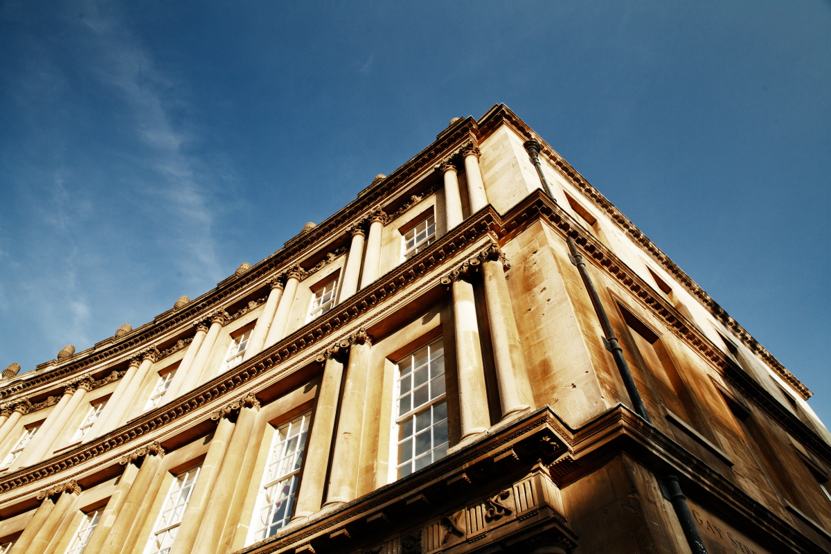 Street corner at the Circus, Bath