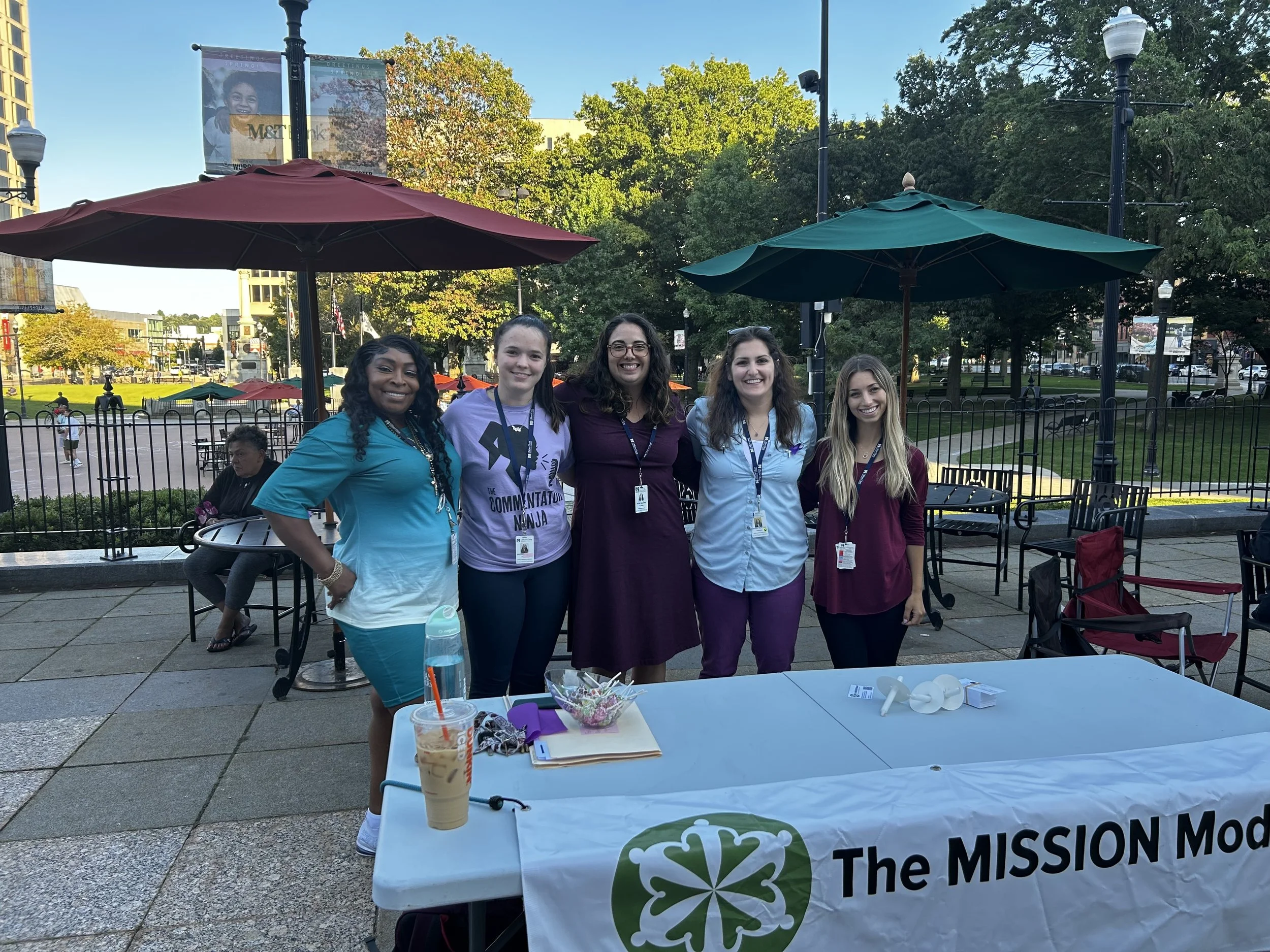 Members of the MISSION Behavioral Health Lab team at the overdose awareness vigil held August 31, 2023 at Worcester City Hall