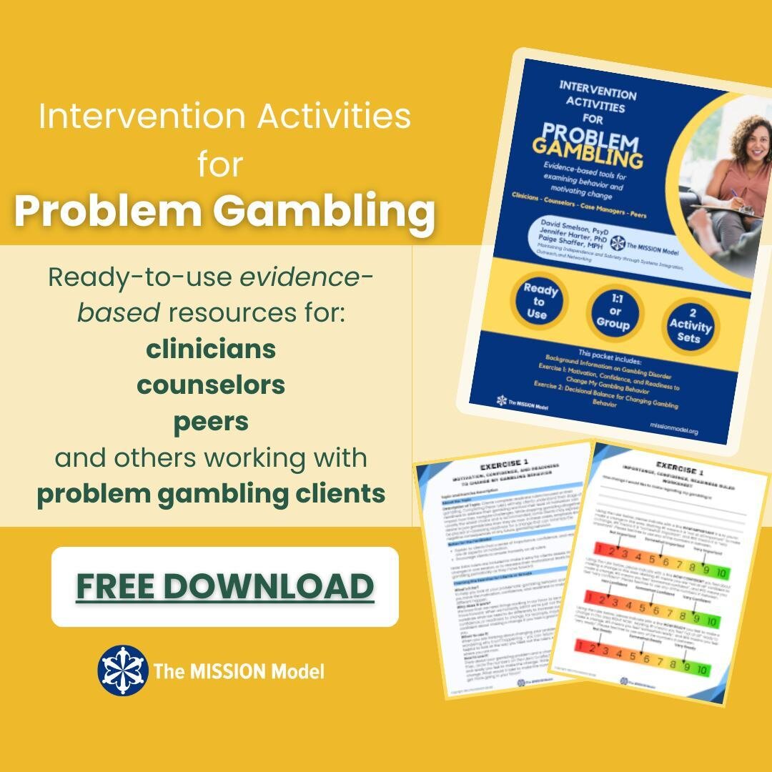 Available now for #PGAM2024 - free MISSION intervention activities for problem gambling. For therapists, counselors, and peers.