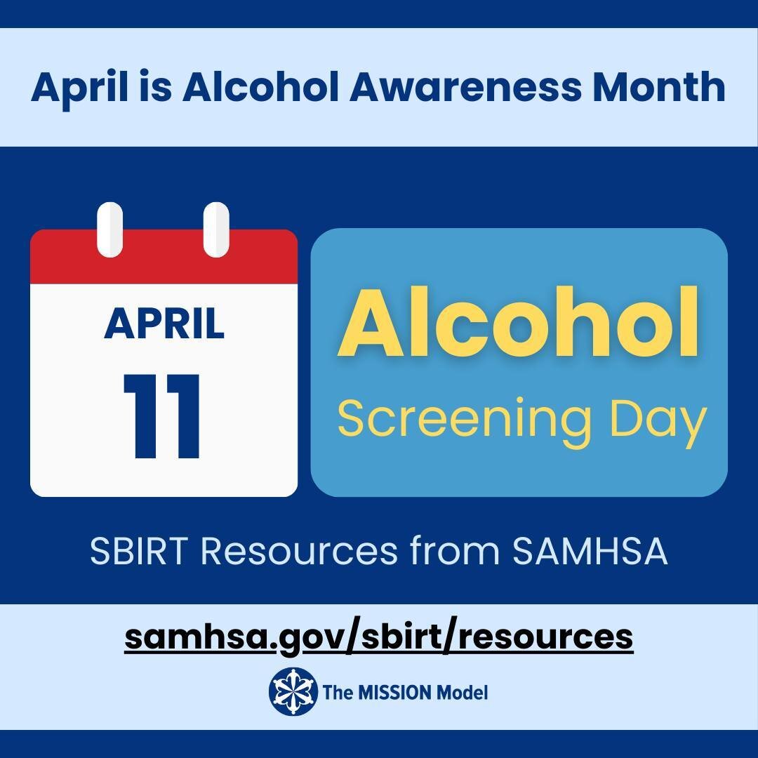 April is Alcohol Awareness Month, and April 11 is Alcohol Screening Day! Get resources for Screening, Brief Intervention, and Referral to Treatment (SBIRT) from SAMHSA! https://buff.ly/3U3J2D1