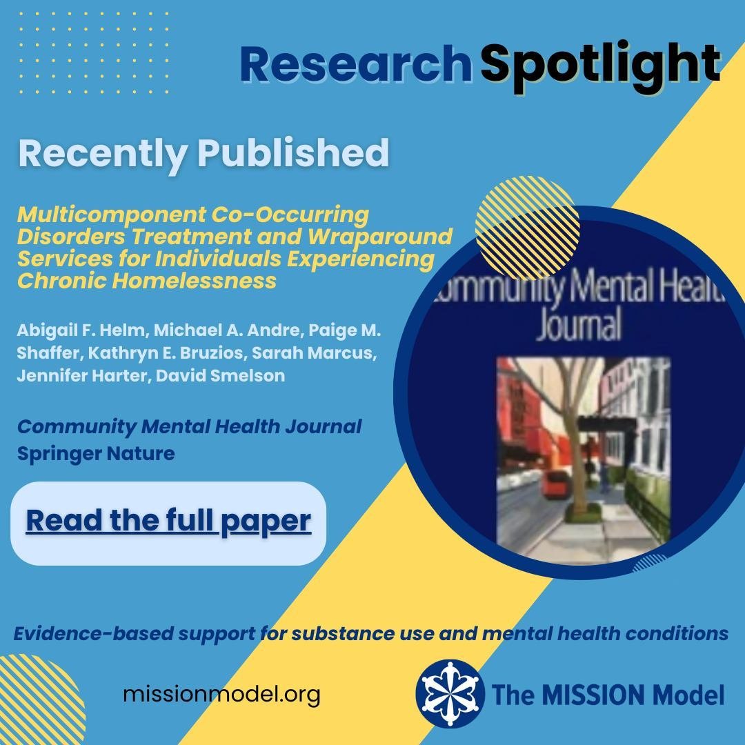 Our latest #research on treatment of co-occurring disorders has just been published with @SpringerNature in Community Mental Health Journal.  Read here: https://rdcu.be/dEYgv