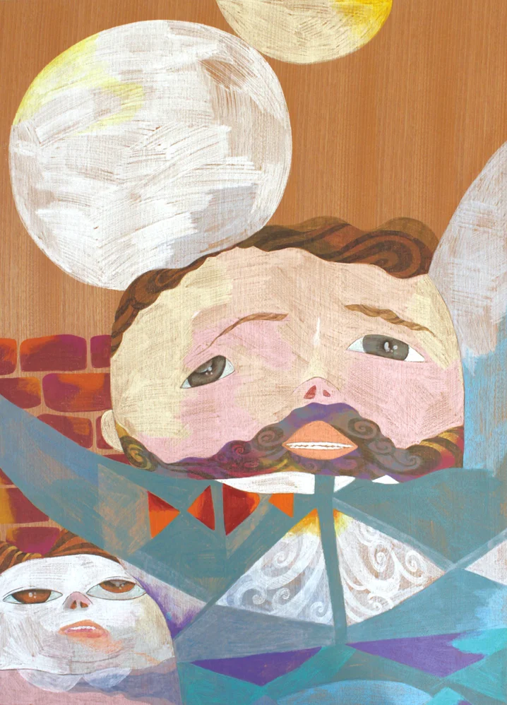 Two Moons, 2014 841cm x 594 cm Colour pencils on wood