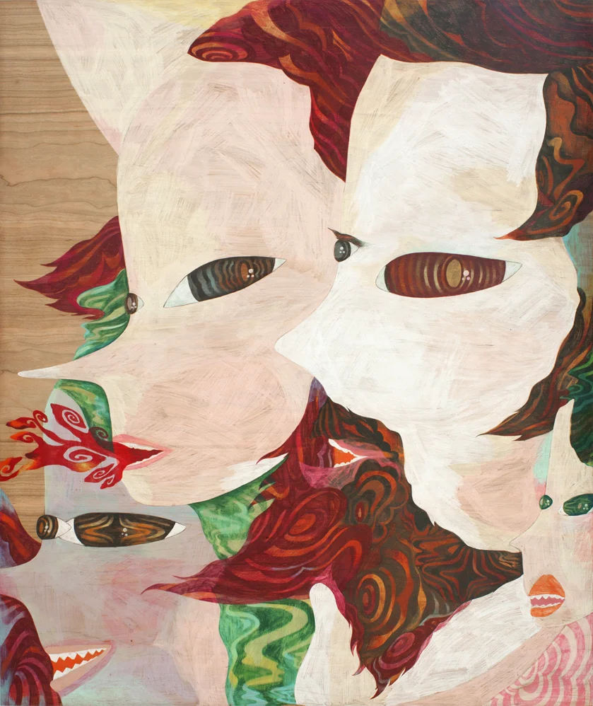 Yonin no kao, 2011 1m20cm x 1m Colour pencils on wood