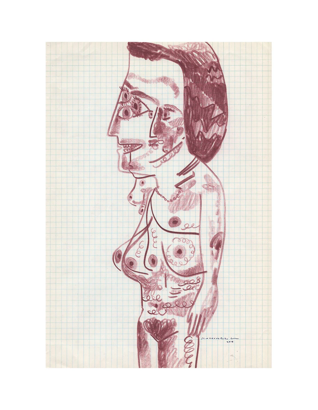 Drawing - Look at, 2018 21cm x 29.5cm Colour pencils on paper