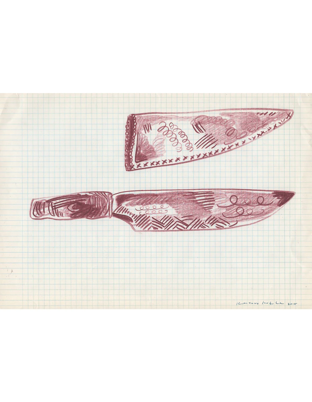 Drawing - Knives, 2018 29.5cm x 21cm Colour pencils on paper