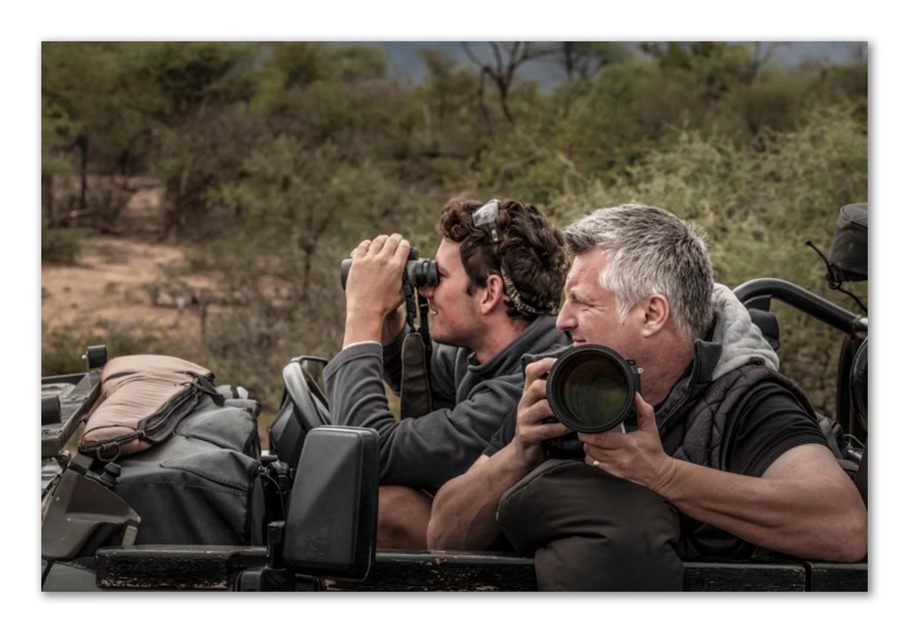 Peter Delaney, award-winning wildlife photographer, in the field on safari in Africa — black and white fine art wildlife prints