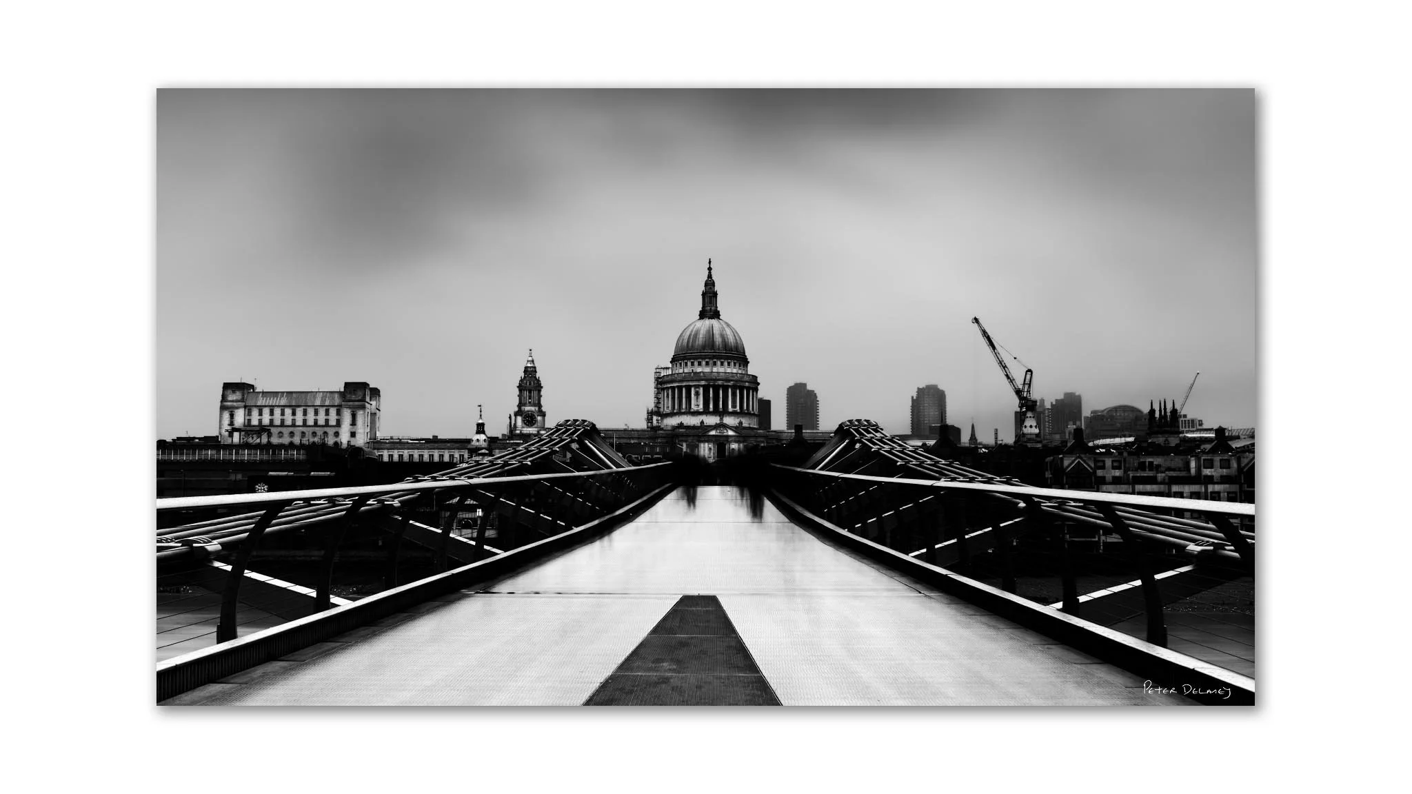 cityscape panorama image of St Pauls Cathedral from the millenium bridge