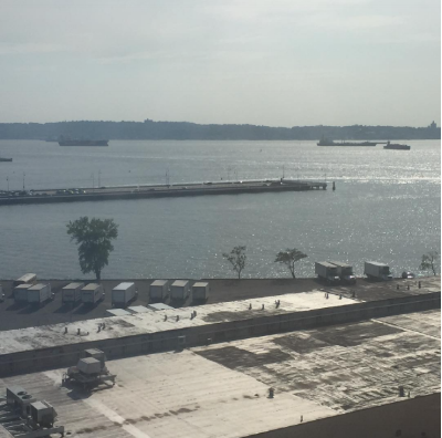View of New York Harbor and Staten Island from the old studio on 53rd St. in Brooklyn