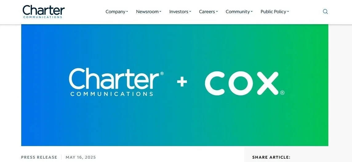 Charter Communications &amp; Cox Communications File Joint Application Related To Merger Transaction