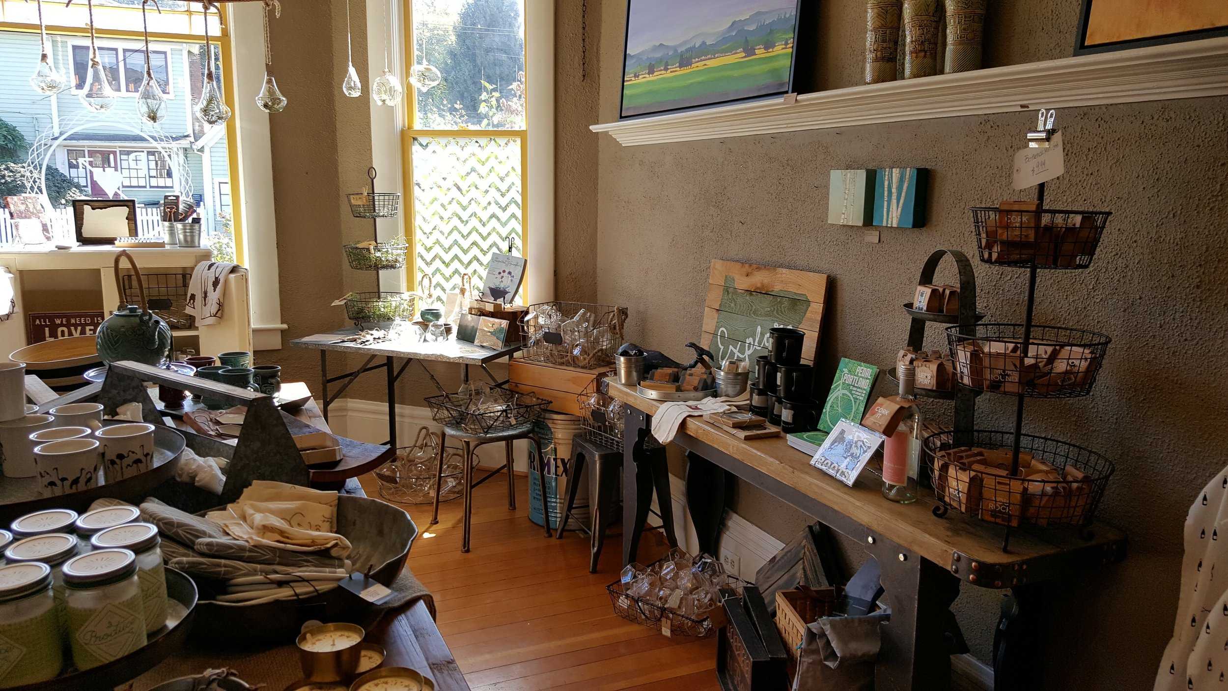 The dining room is stocked with home goods and accessories