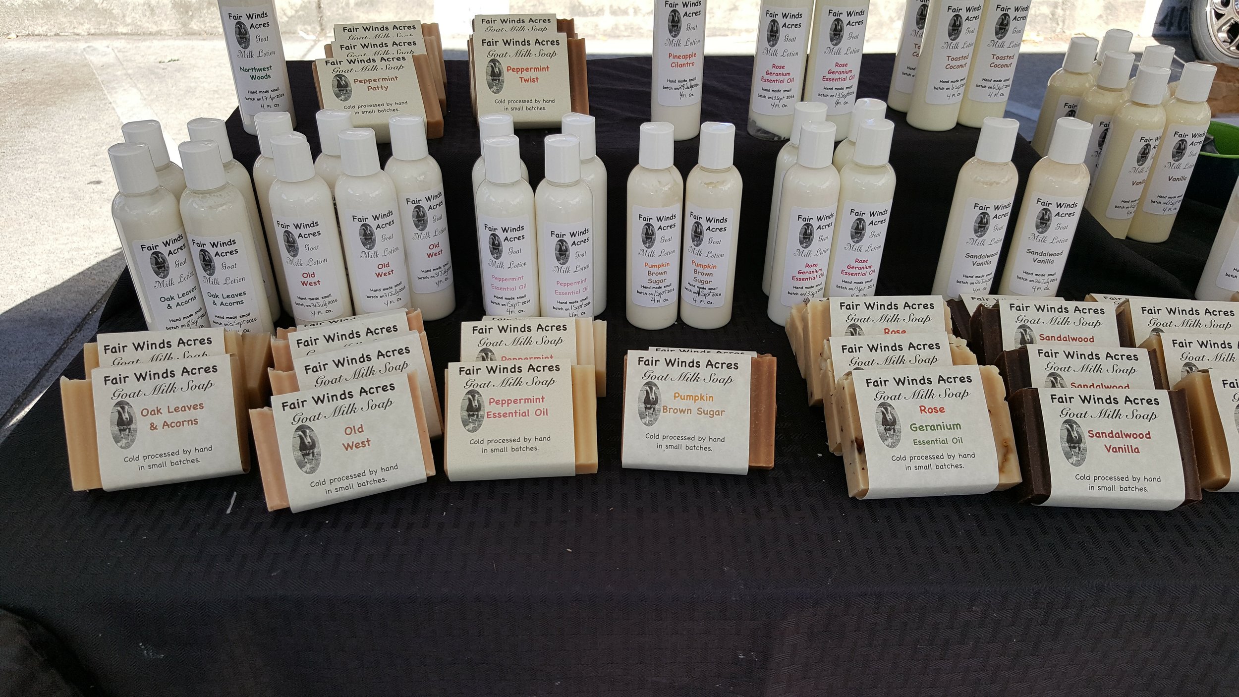 Farmers Market Corvallis - Fair Winds Acres Soaps and Bath products So many to choose from! Check out my interview with the owners.