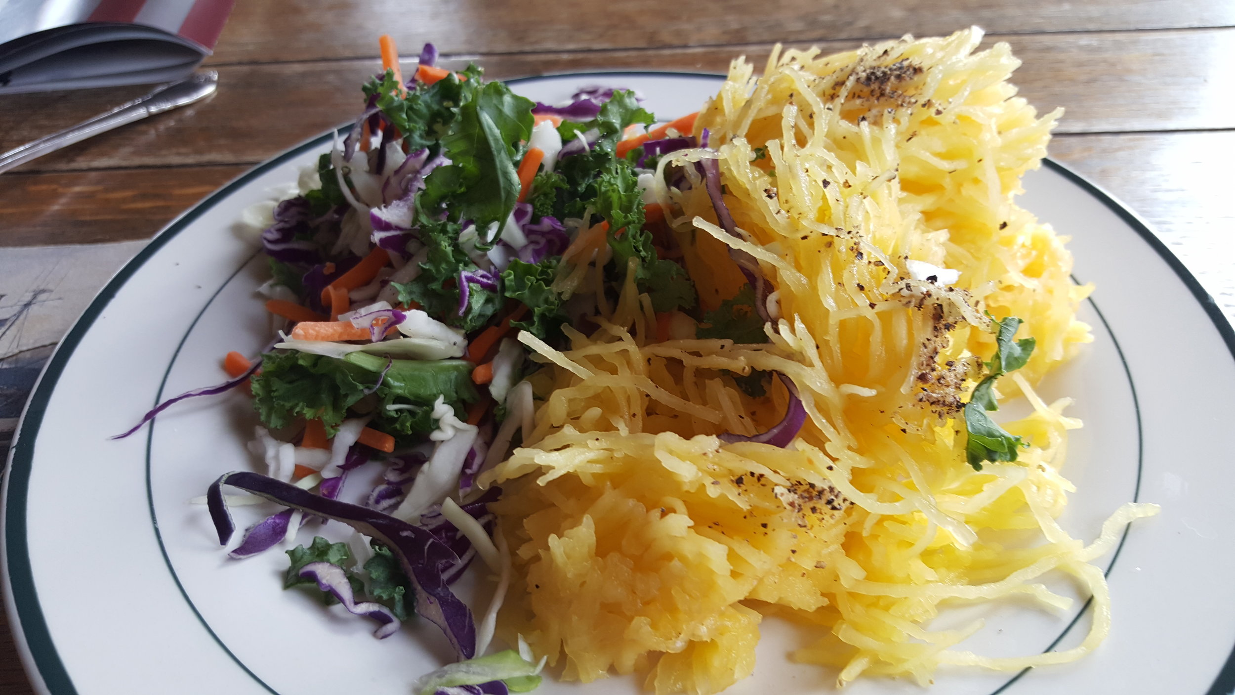 Kale salad and spaghetti squash