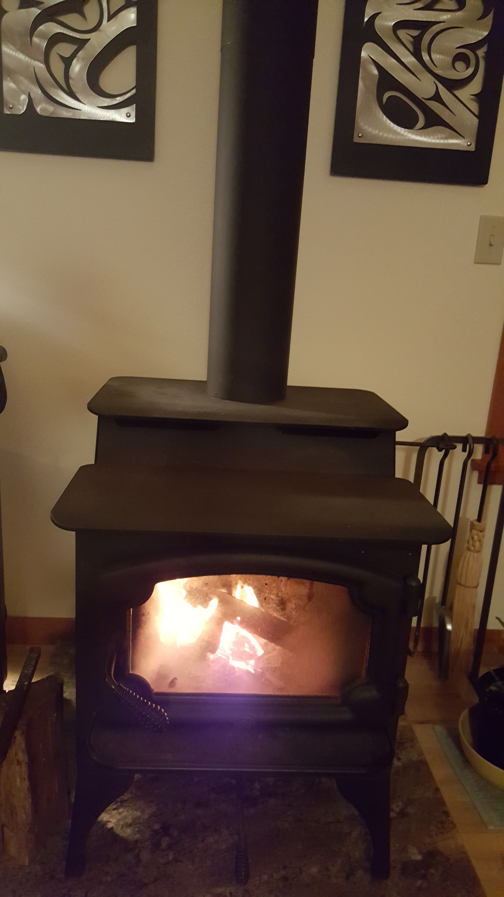 Heat stove to keep warm