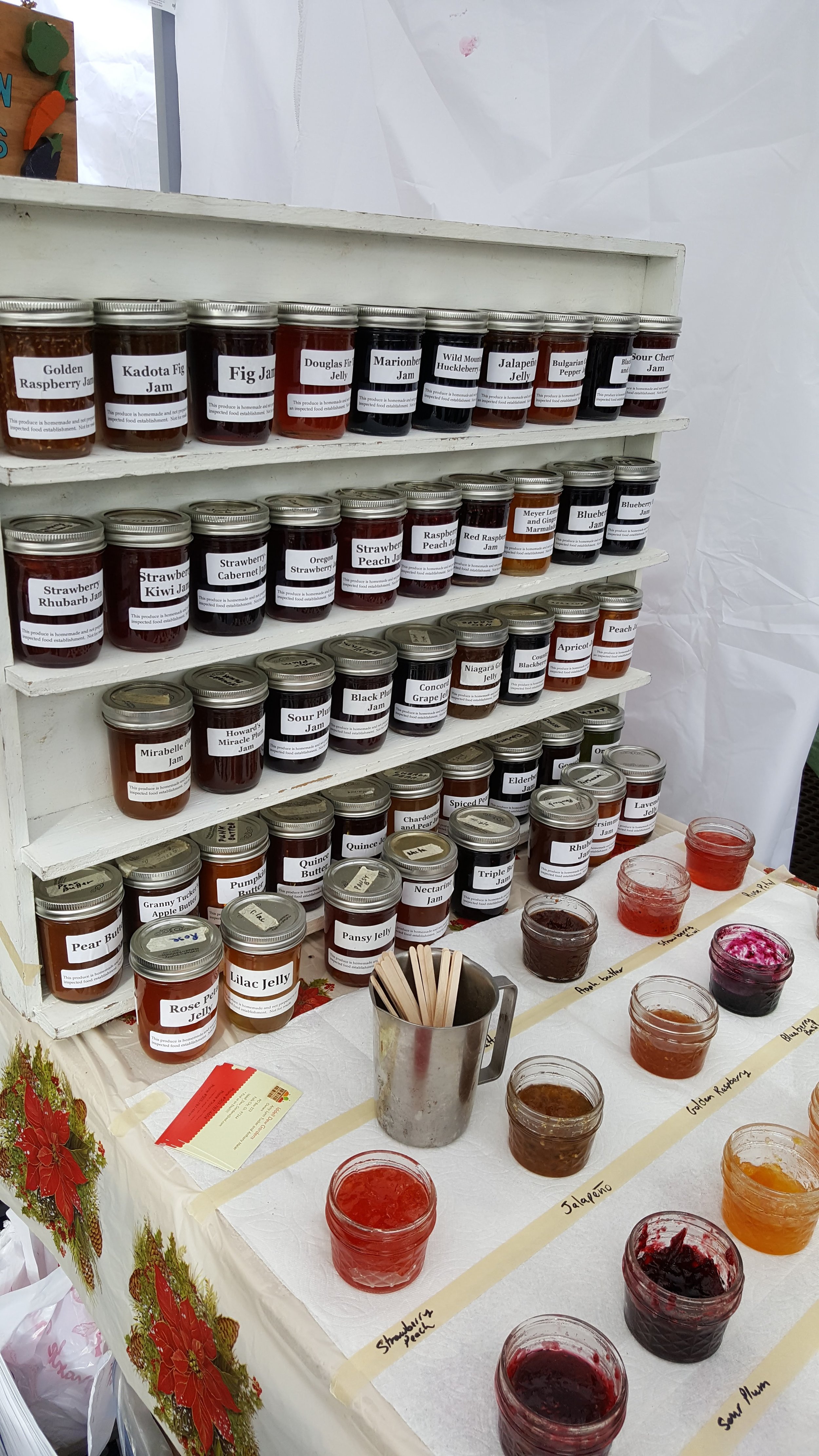 Taste testing the many jellies 