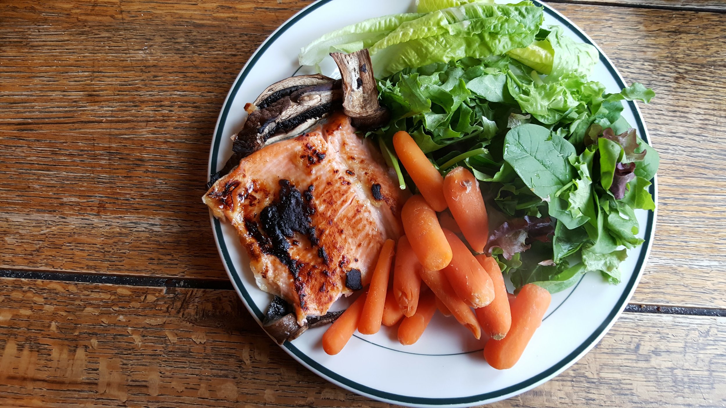 Miso glazed trout, carrots and greens