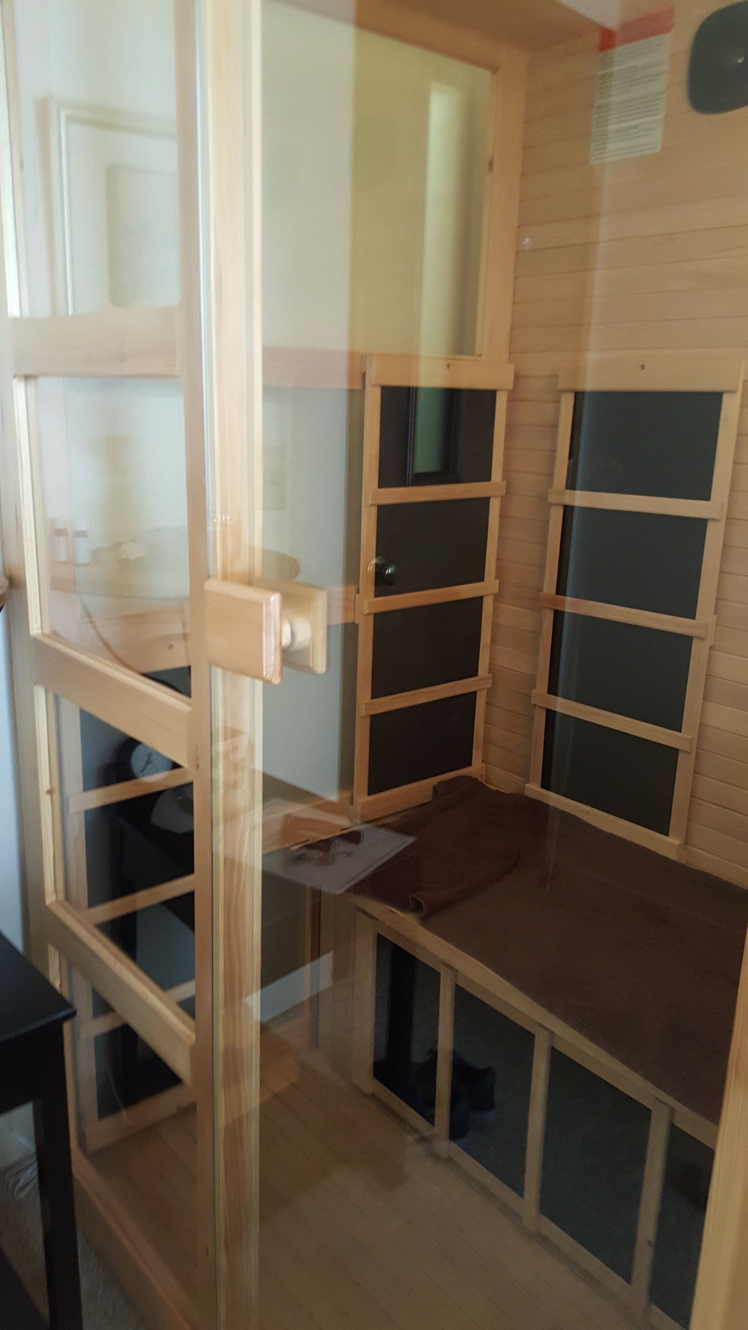 Taking in a session at the infrared sauna