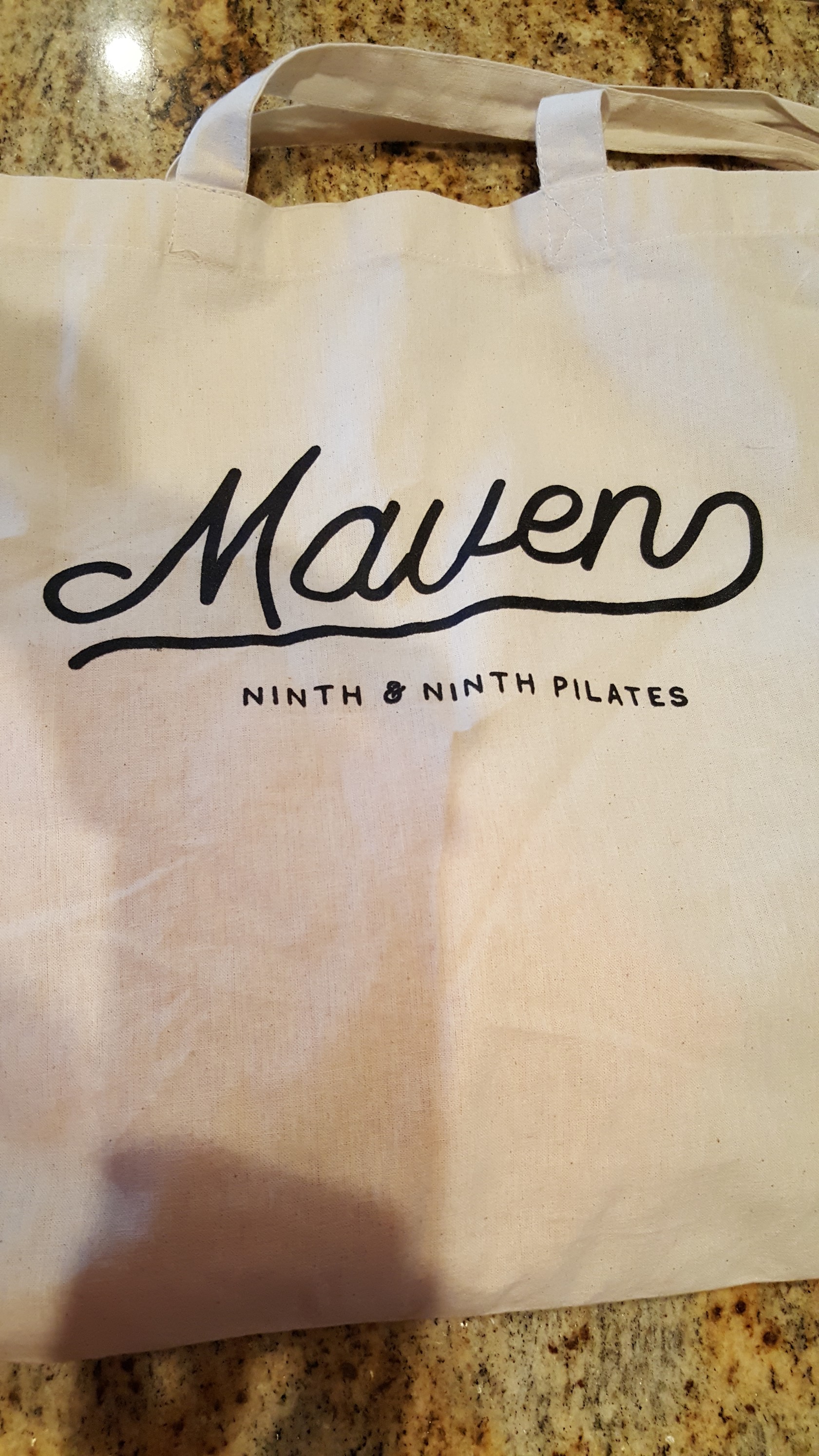 Souvenir tote bag from 9th and 9th Pilates in Salt Lake Utah