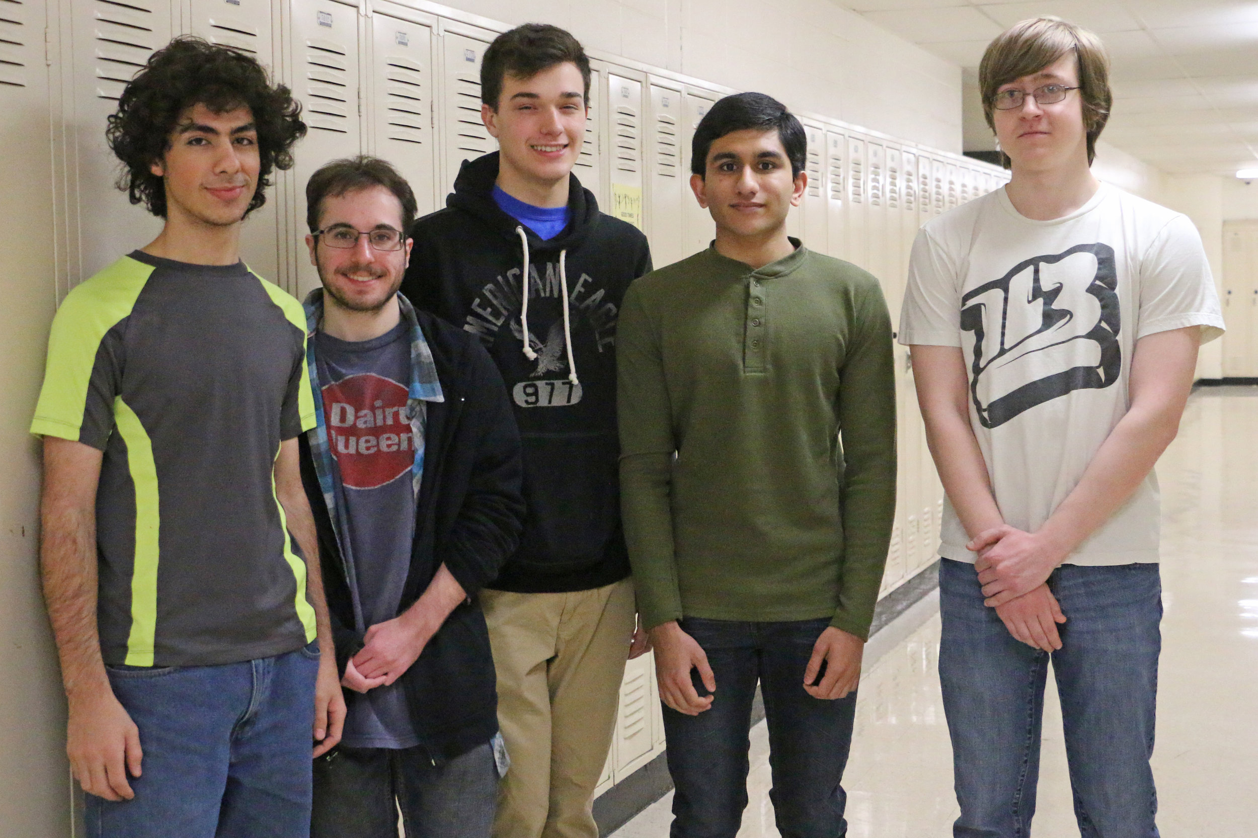 Hersey students Yousef Awmrin, John Labuda, Luke Allen, Mark Thomas and Patrick Piatek were named the third best team in Illinois's CyberPatriot IX State Round.