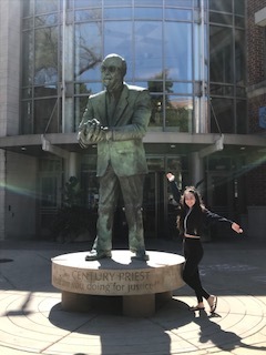 Tanya Sarkis stands on the depaul university campus. Her dual credit courses in District 214 helped her earn 18.5 college credits (Photo provided by tanya Sarkis).