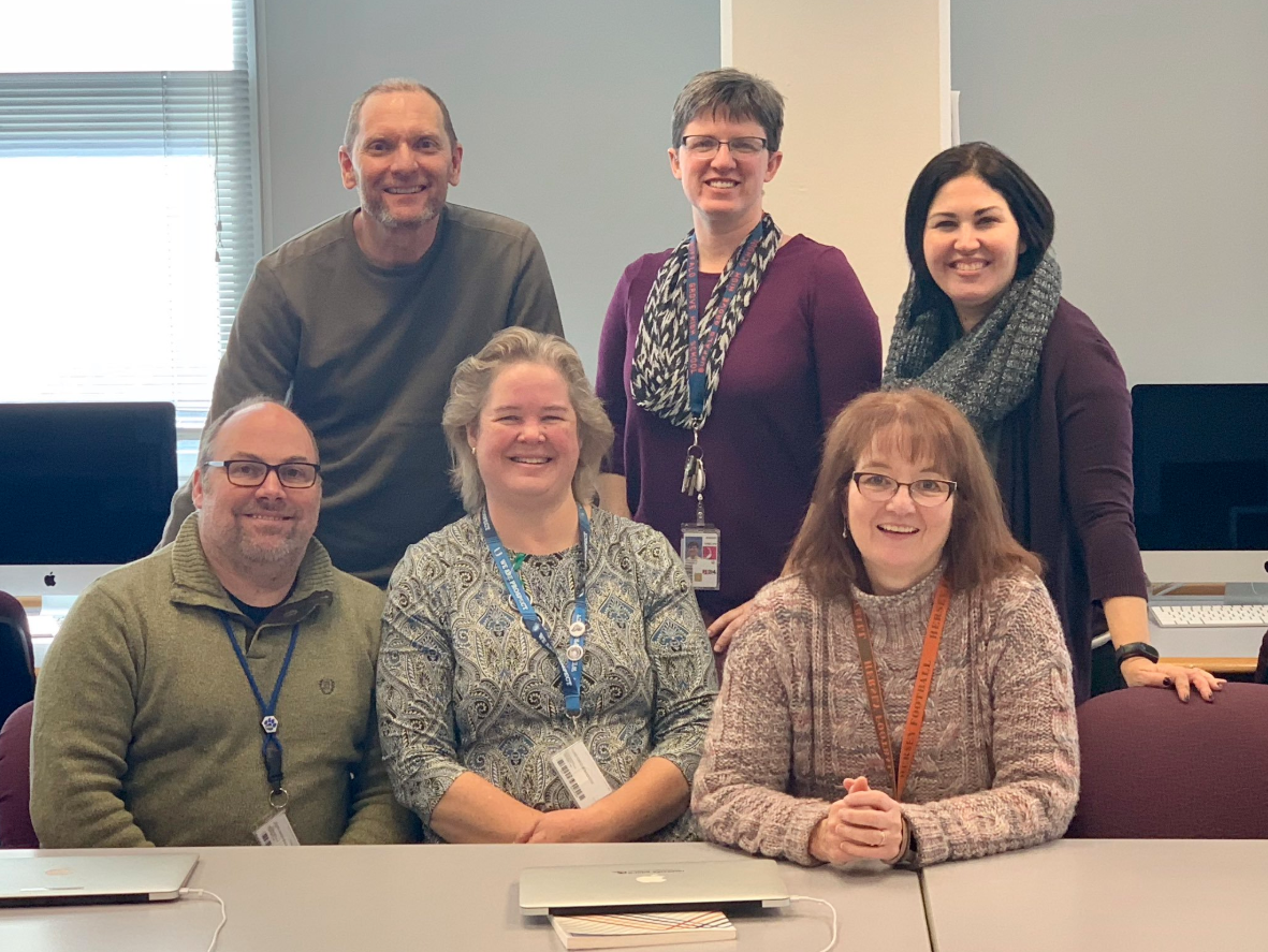 District 214’s libraries were named 2019 National School Library of the Year. District 214 Head Librarians include (top row, left to right) Mike Kic, Kim Miklusak, Dawn Ferencz, (bottom row, left to right) Barry Hanrahan, Christie Sylvester and Katie Alexander. Photo provided by Gabriella Stetz Jackson.