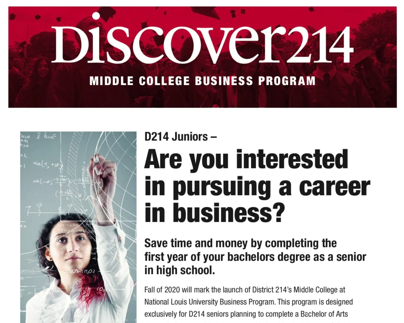 District 214 launches new program for students interested in a career in business