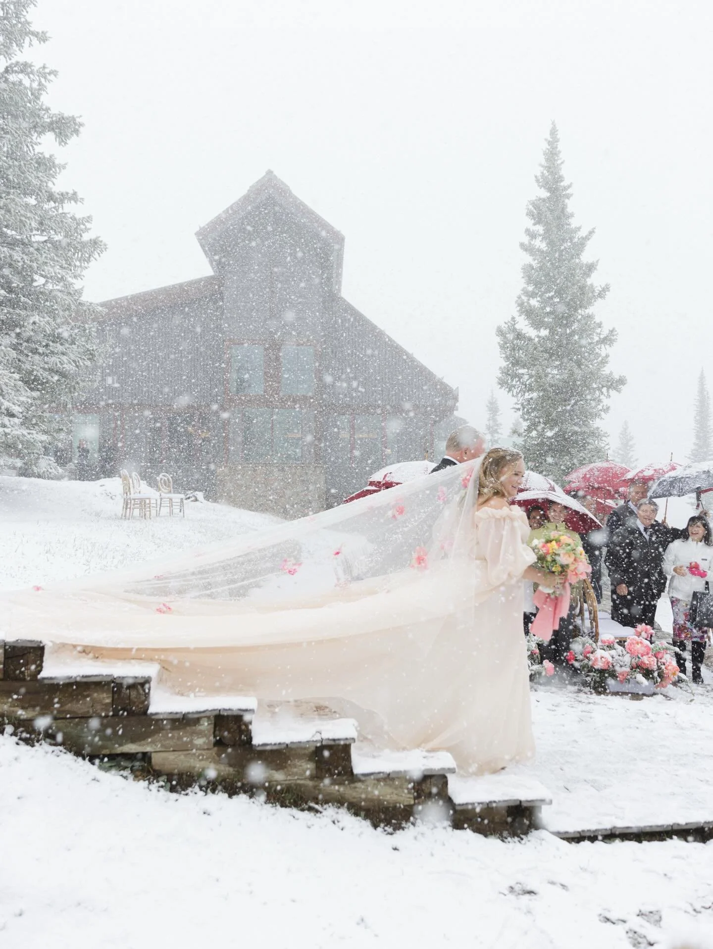 W̶a̶l̶k̶i̶n̶g̶ Wedding in a winter wonderland! 🌨️🏔️

Planning: Kelly for Kelly Doonan Events
Photography: @ktmerry 
Bridal Styling: @valerie_dittner 
Florals: @tulipinadesign 
Decor and Design: @enjouestudio 
Venue: AspenX @thelittlenell