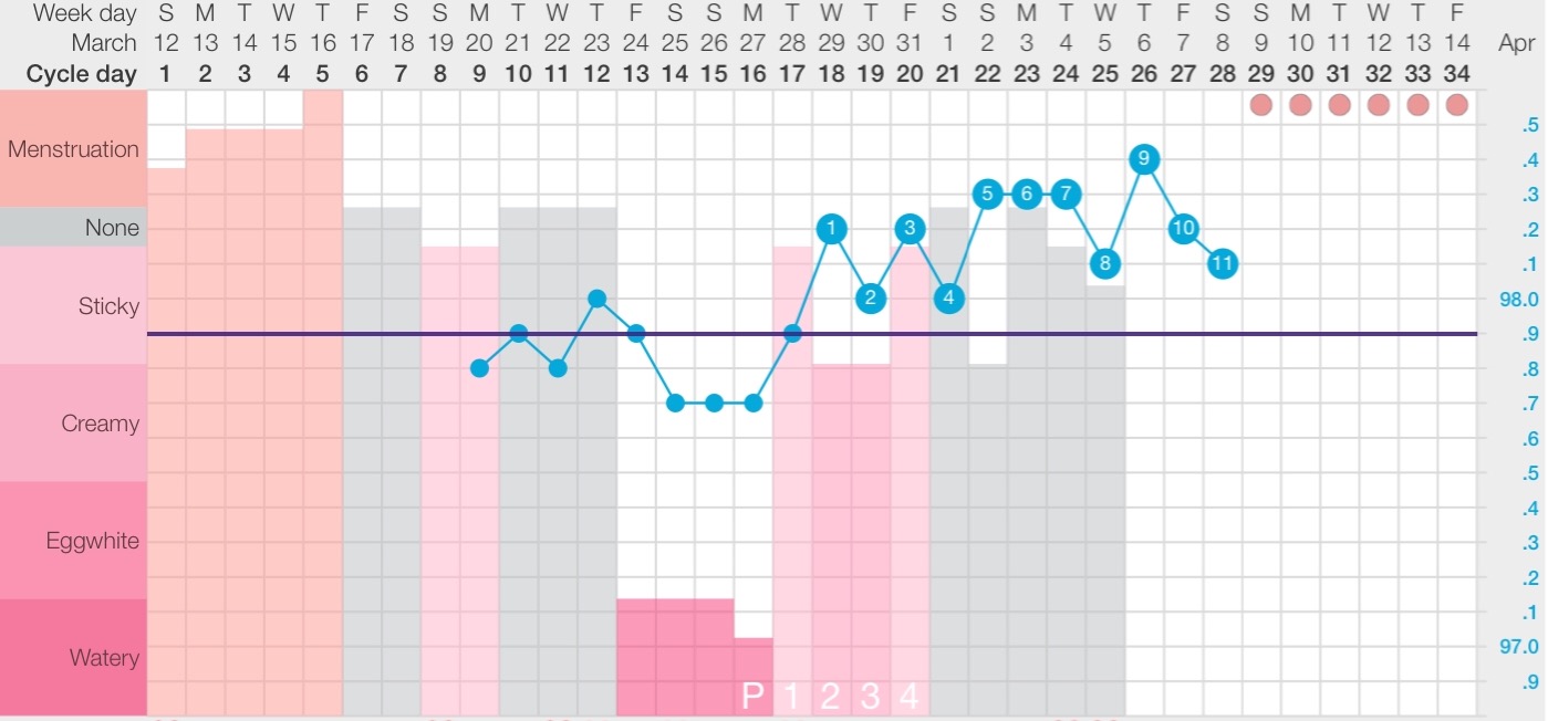 My 12th Chart Using Fertility Awareness Method. 